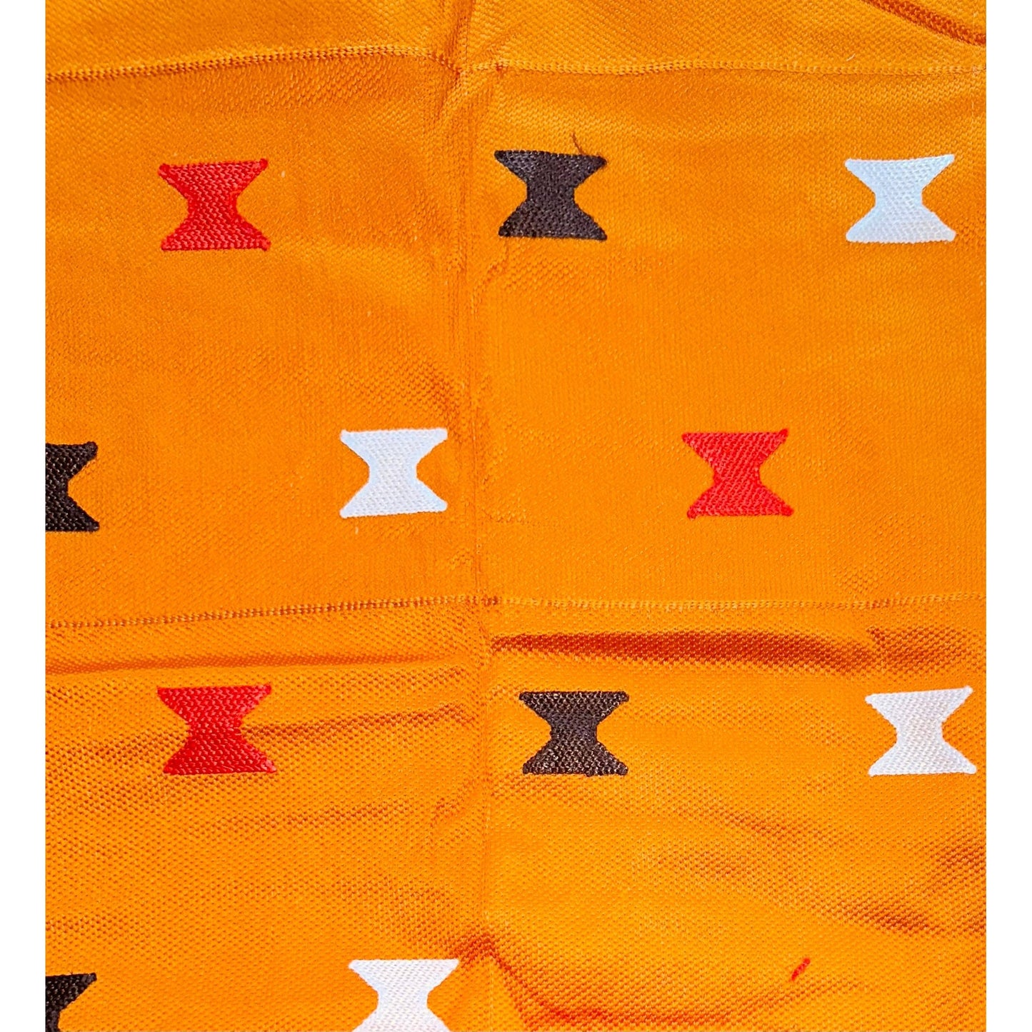 African Fabric/ Woven, Embroidered Kente - Orange, Brown “Yooku”, ~2 Yards