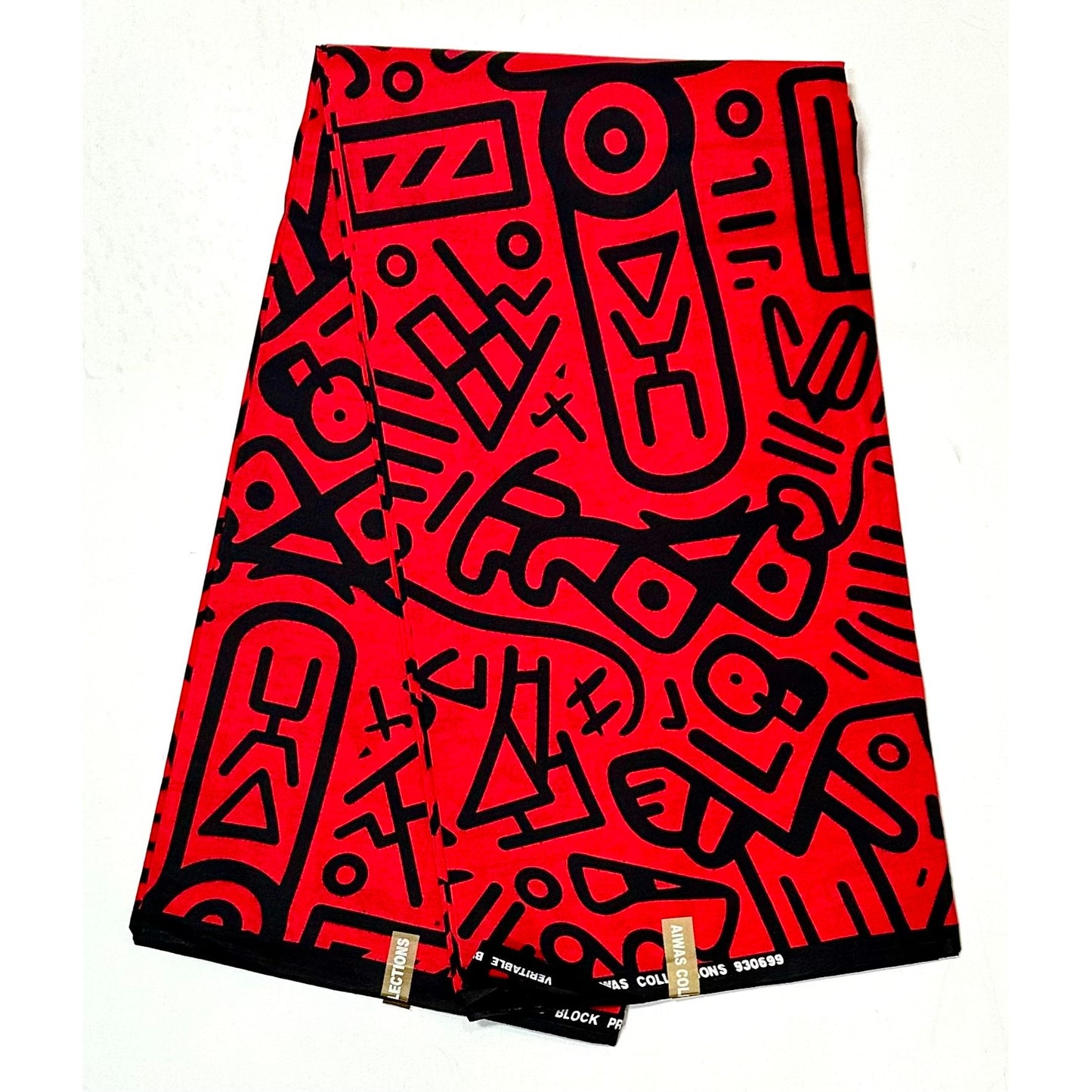 African Print Fabric/ Ankara - Red, Black 'Kpakpam', YARD or WHOLESALE