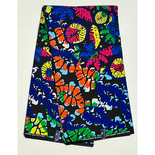 African Print Fabric/ Ankara - Multicolored 'Sika Flora', YARD or WHOLESALE