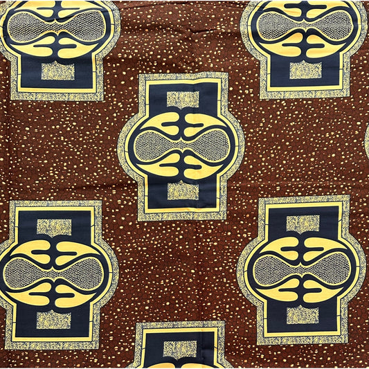 African Print Fabric/ Ankara - Brown, Beige, Navy 'The Genesis', YARD or WHOLESALE