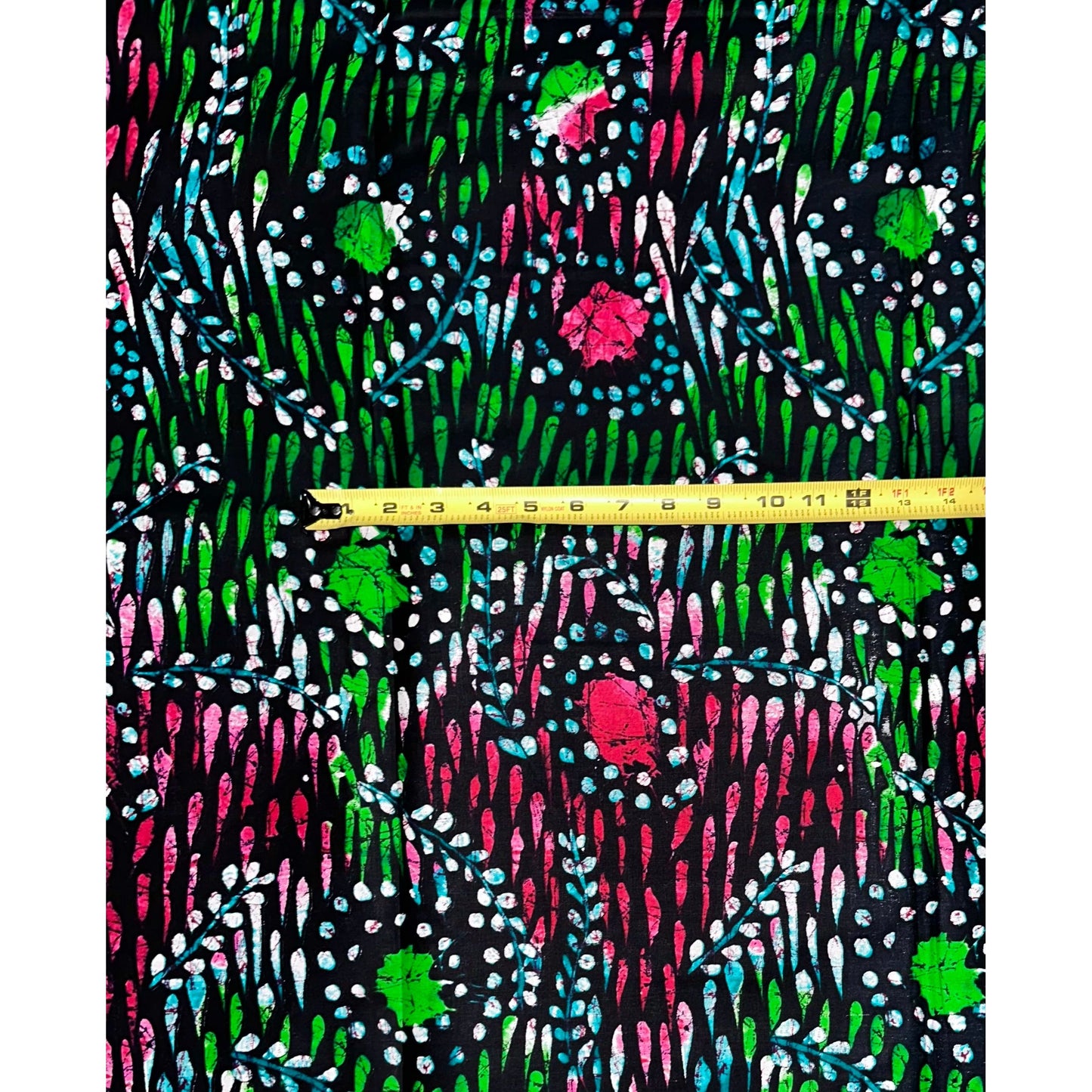 African Print Fabric/Ankara - Black, Green, Magenta, Teal "Nkani Palm" Design, YARD or WHOLESALE