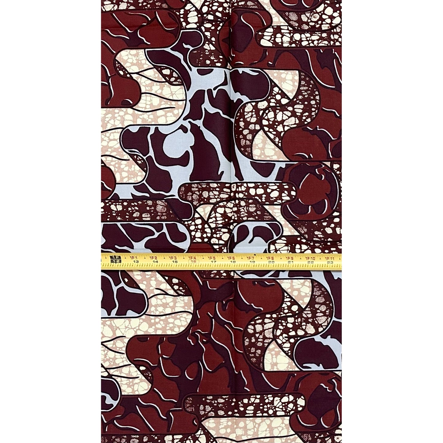 African Print Fabric/ Ankara - Brown, Gray 'Akanba ', 1 YARD