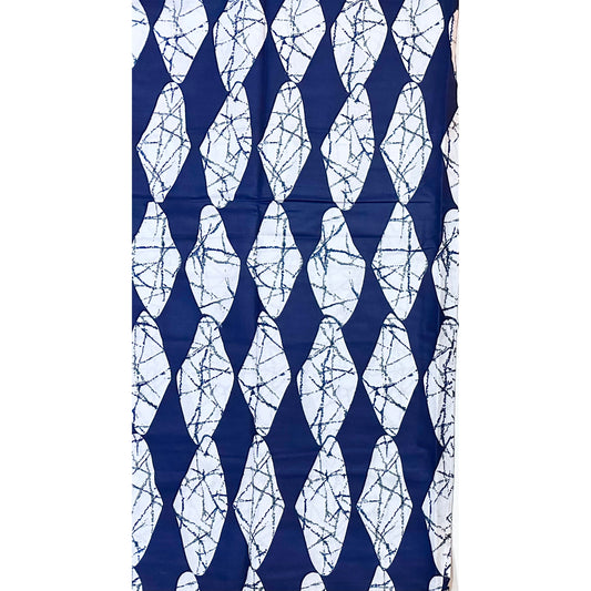 African Print Fabric/ Ankara - Blue, White 'Jester,' YARD or WHOLESALE