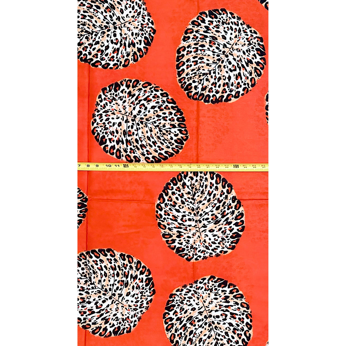 African Print Fabric/ Ankara - Orange, Black 'Seen & Spotted' Design, YARD or WHOLESALE