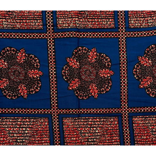 African Print Fabric/ Ankara - Blue, Brown 'Ukeme' Design, YARD or WHOLESALE