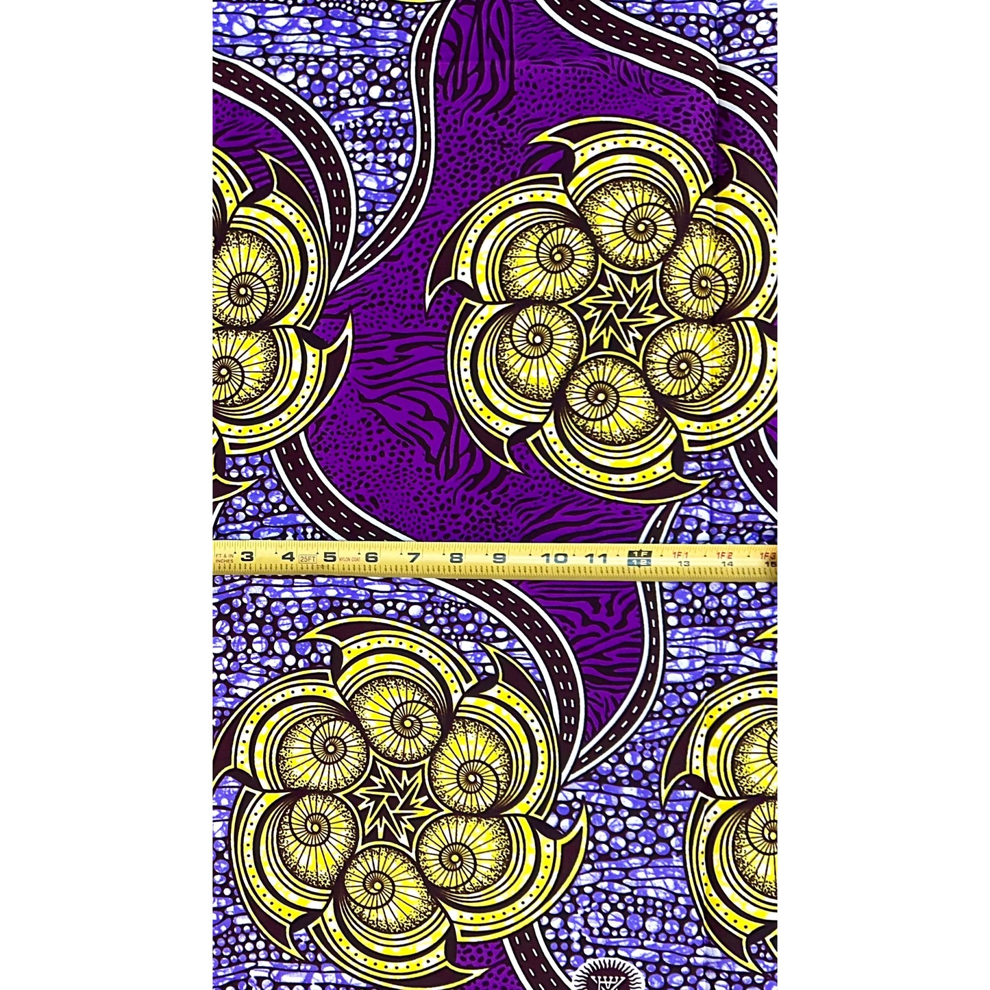 African Print Fabric/Ankara - Purple, Yellow, Brown "Aurelia Bloom" Design