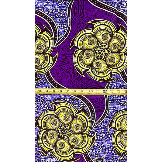 African Print Fabric/Ankara - Purple, Yellow, Brown "Aurelia Bloom" Design