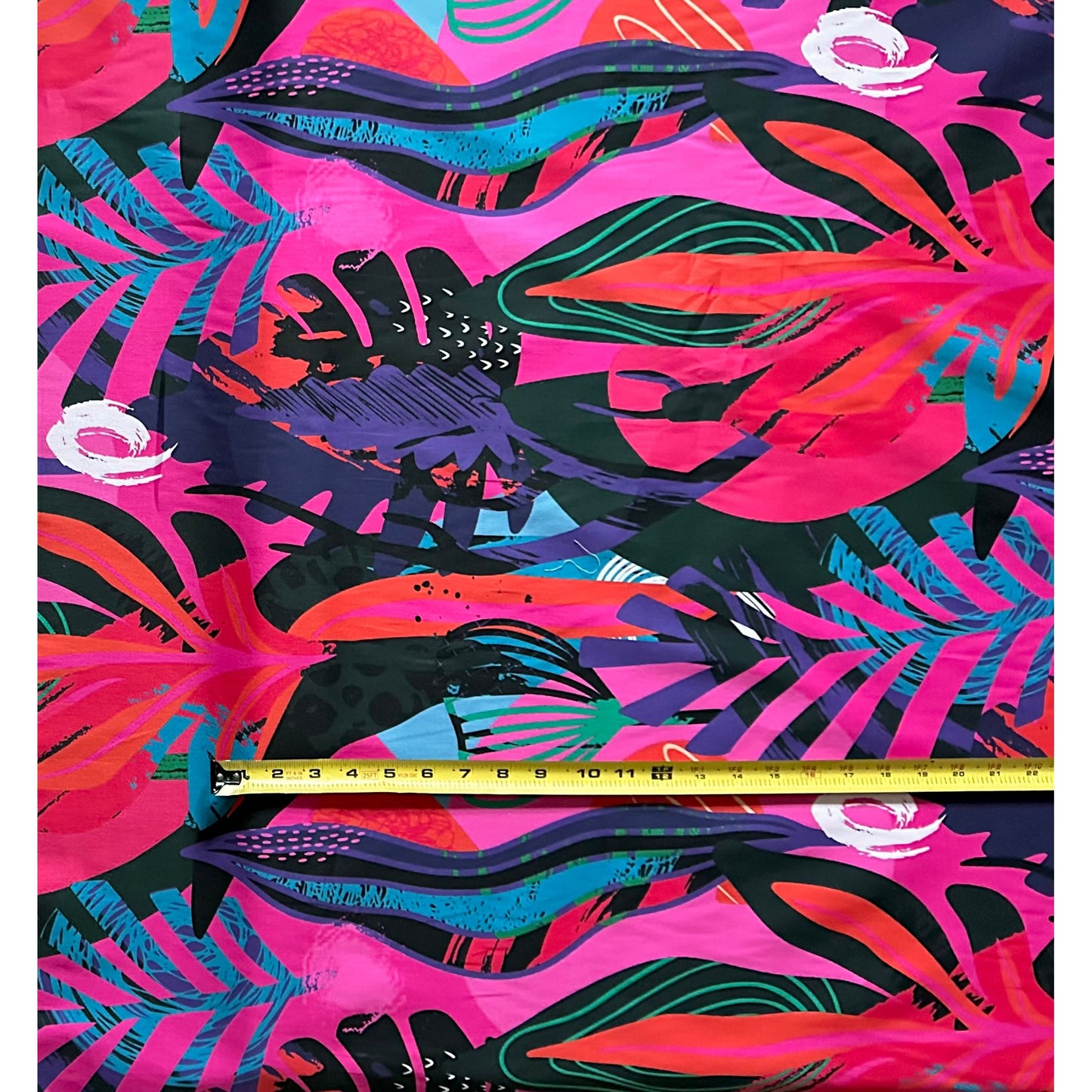 African Print, Stretch Cotton Satin Fabric- Shades of Pink, Purple, Red, Green, Blue, Black "Kalahari Camo", Per Yard