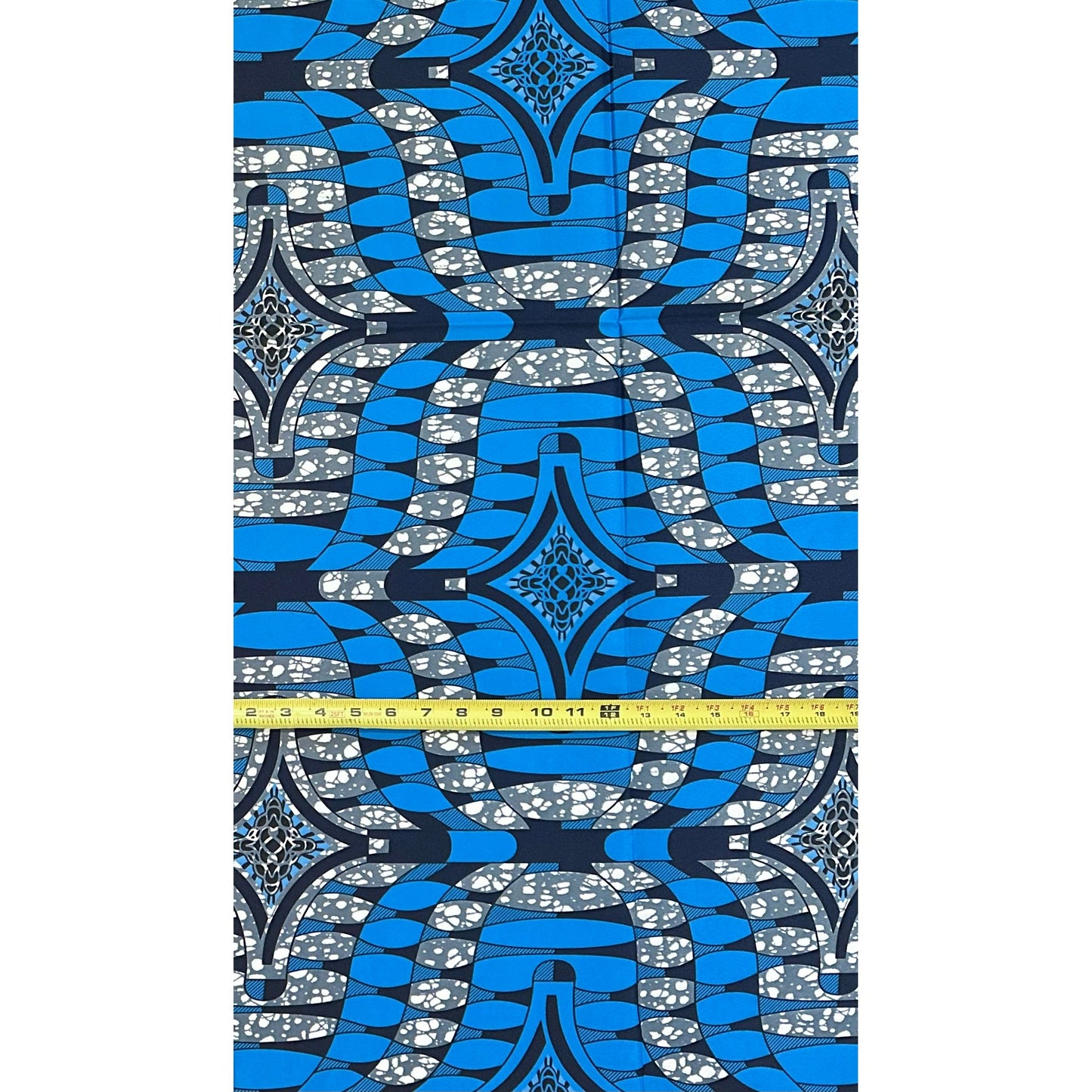 African Print Fabric/ Ankara - Blue, Gray 'Liberian Lynx,' YARD