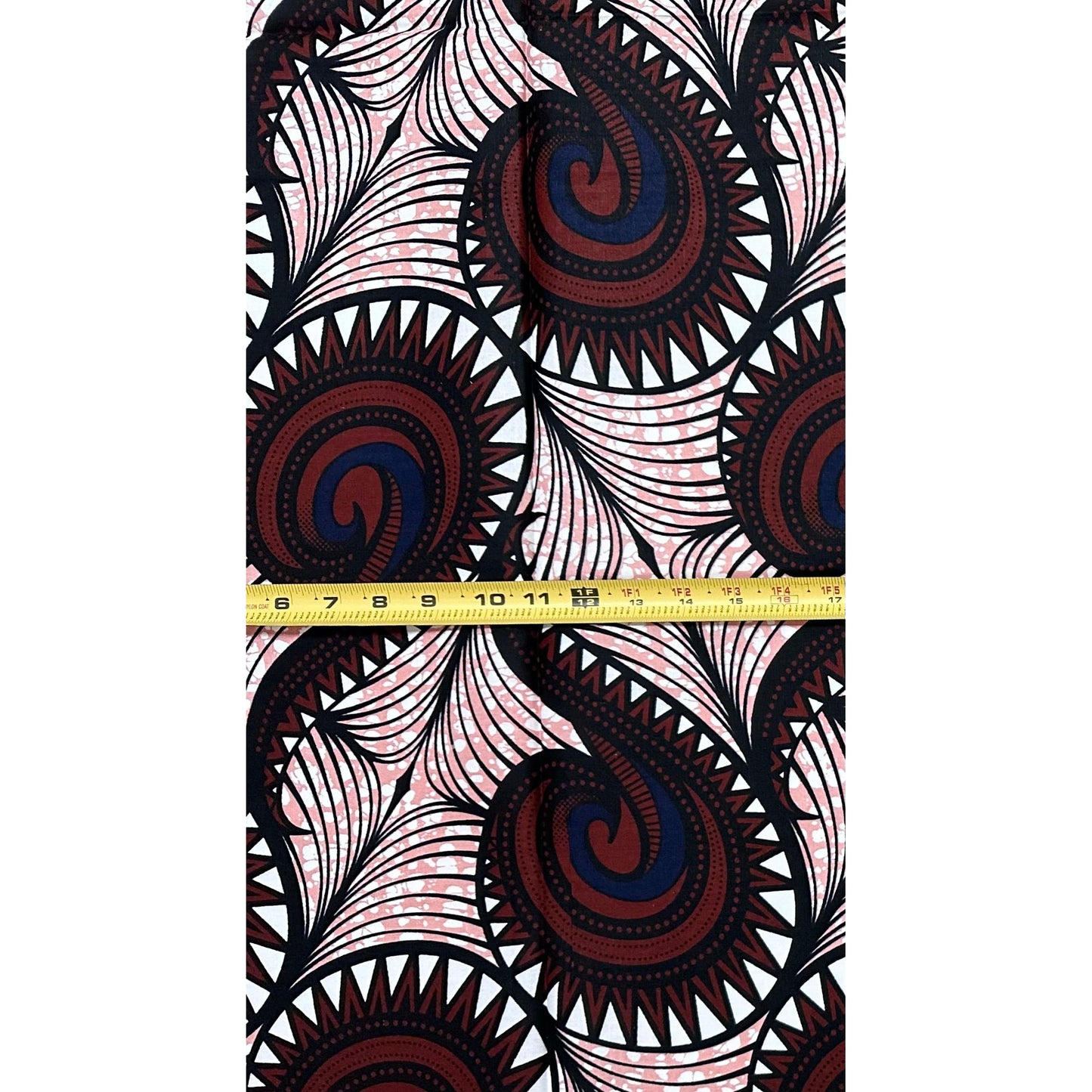 African Print Fabric/ Ankara - Brown, Navy, Black 'Lineage Call', 1 YARD