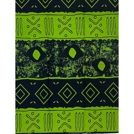 African Print Fabric/Ankara - Green, Black ‘Good Trouble Only' Design, YARD or WHOLESALE