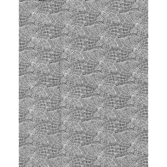 African Print Fabric/ Ankara - Black, White 'Circle of Kin', Per Yard or Wholesale