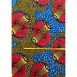 African Print Fabric/ Ankara - Blue, Red, Yellow "Degreed", YARD or WHOLESALE
