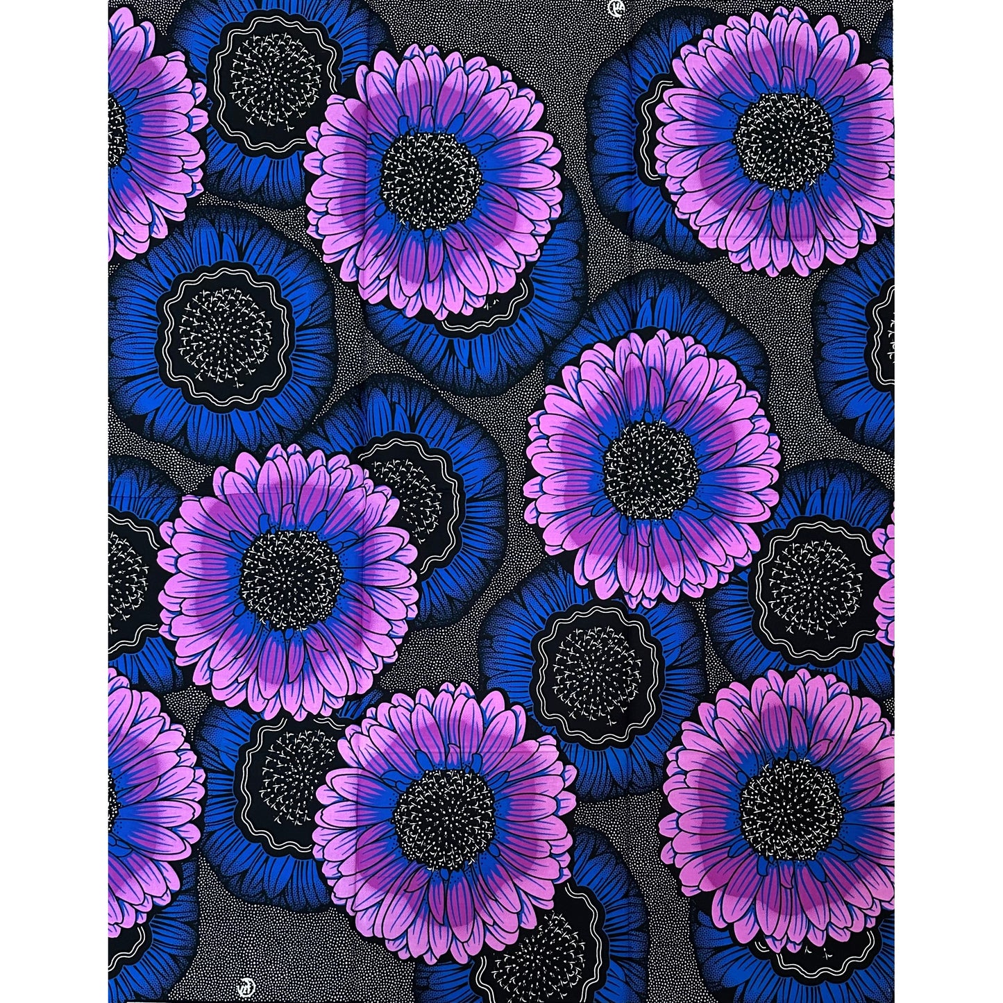 African Print Fabric/ Ankara - Blue, Purple 'Kpai Kpai Flower,’ 1 YARD