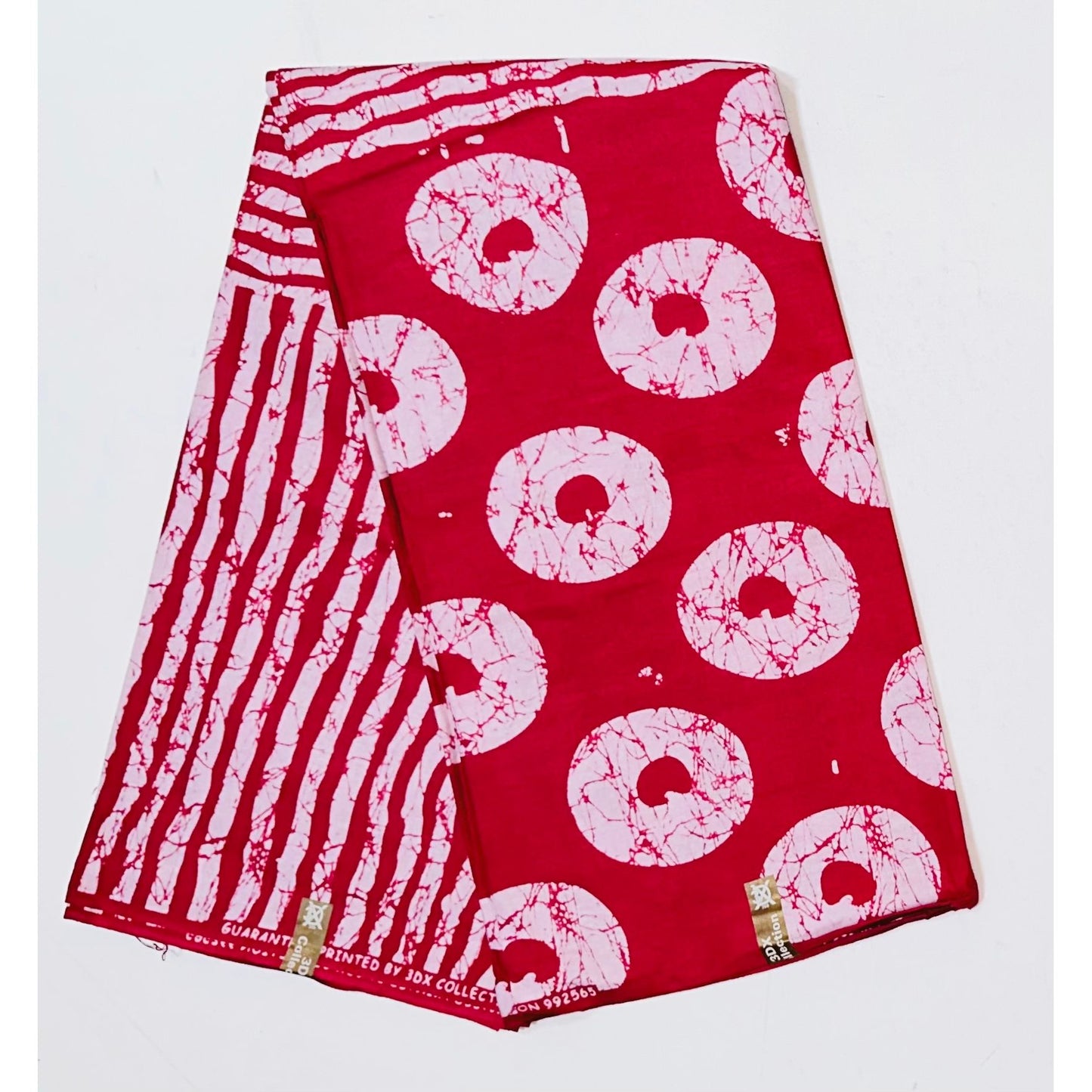 African Print Fabric/ Ankara - Red, White 'Omi Tuntun' Design, YARD or WHOLESALE