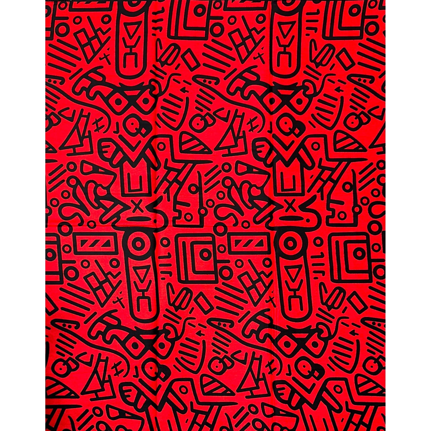 African Print Fabric/ Ankara - Red, Black 'Kpakpam', YARD or WHOLESALE