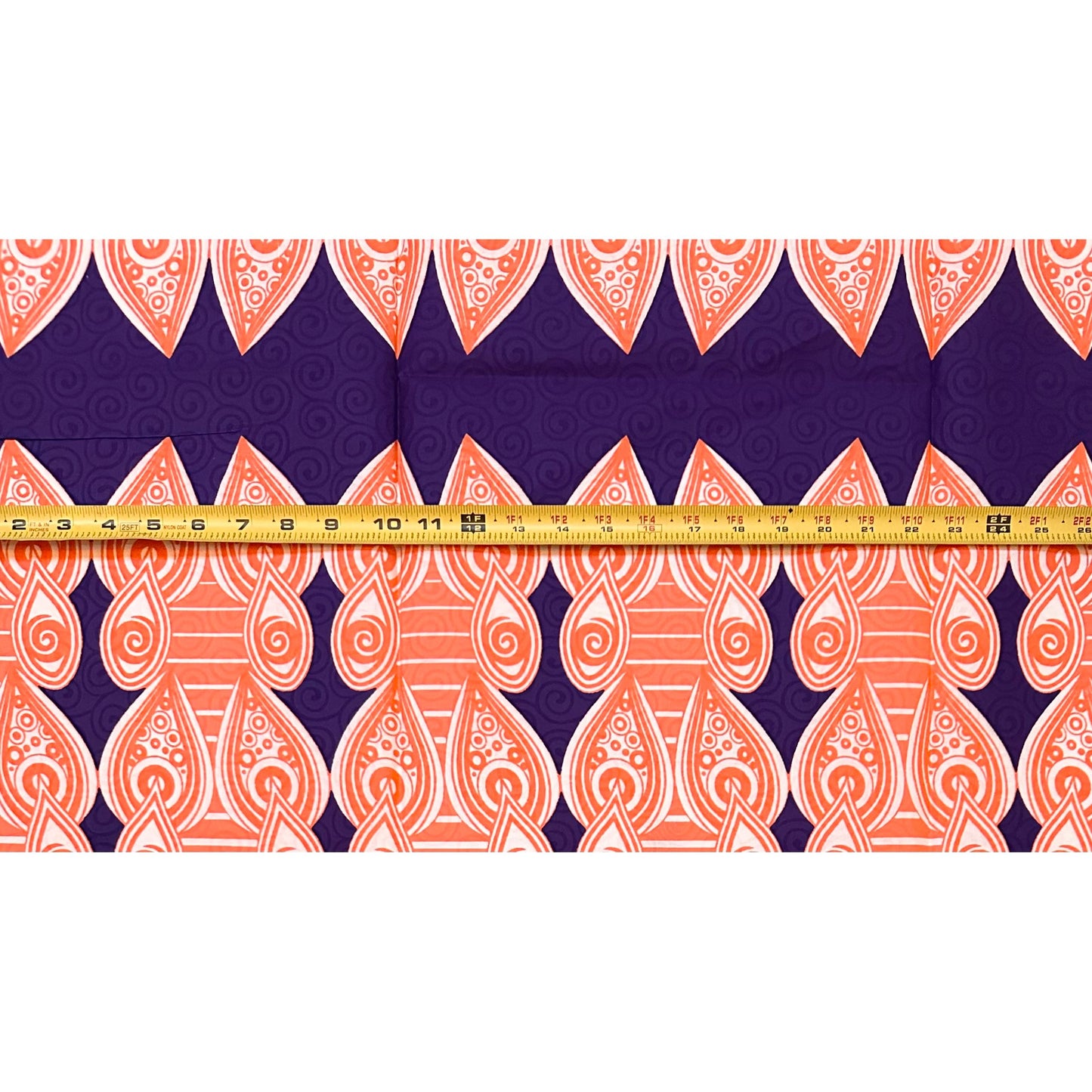 African Print Fabric/ Ankara - Purple, Coral "Signals from Dakar", 1 Yard