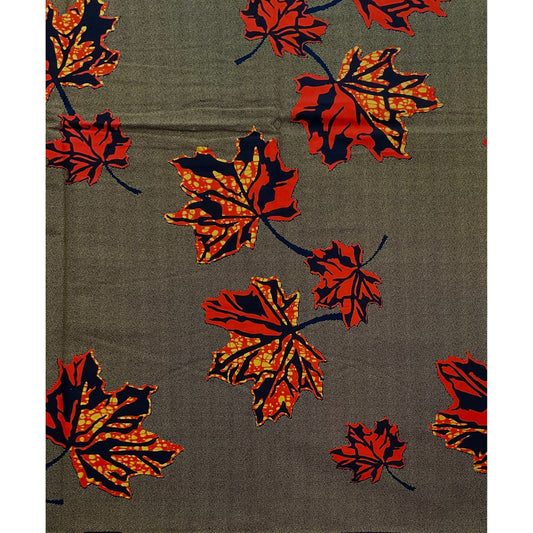 African Print Fabric/ Ankara - Orange, Brown "Fall Primer," YARD or WHOLESALE