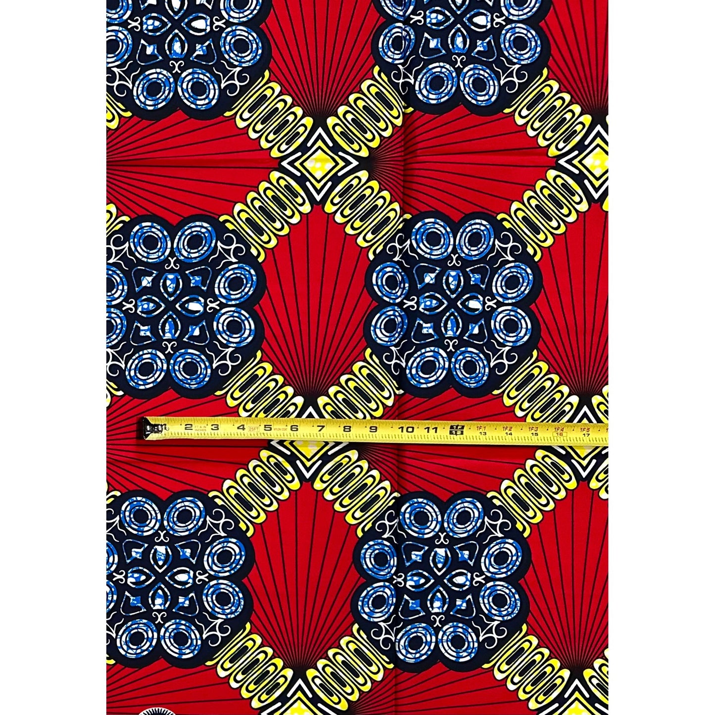 African Print Fabric/ Ankara - Red, Yellow, Blue ‘Royal Bloodline,’ 1 YARD