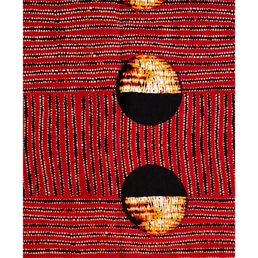 African Print Fabric/ Ankara - Red, Brown 'Centered' Design, YARD or WHOLESALE