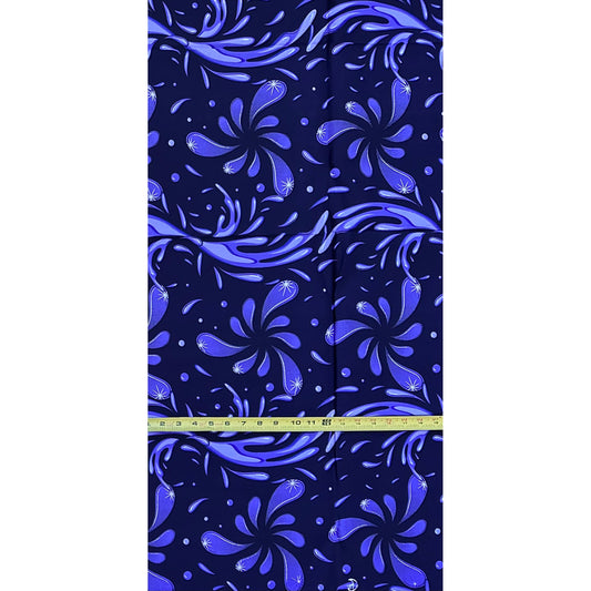 African Print Fabric/ Ankara - Purple, Navy 'Unapologetic Flow', ~1 YARD