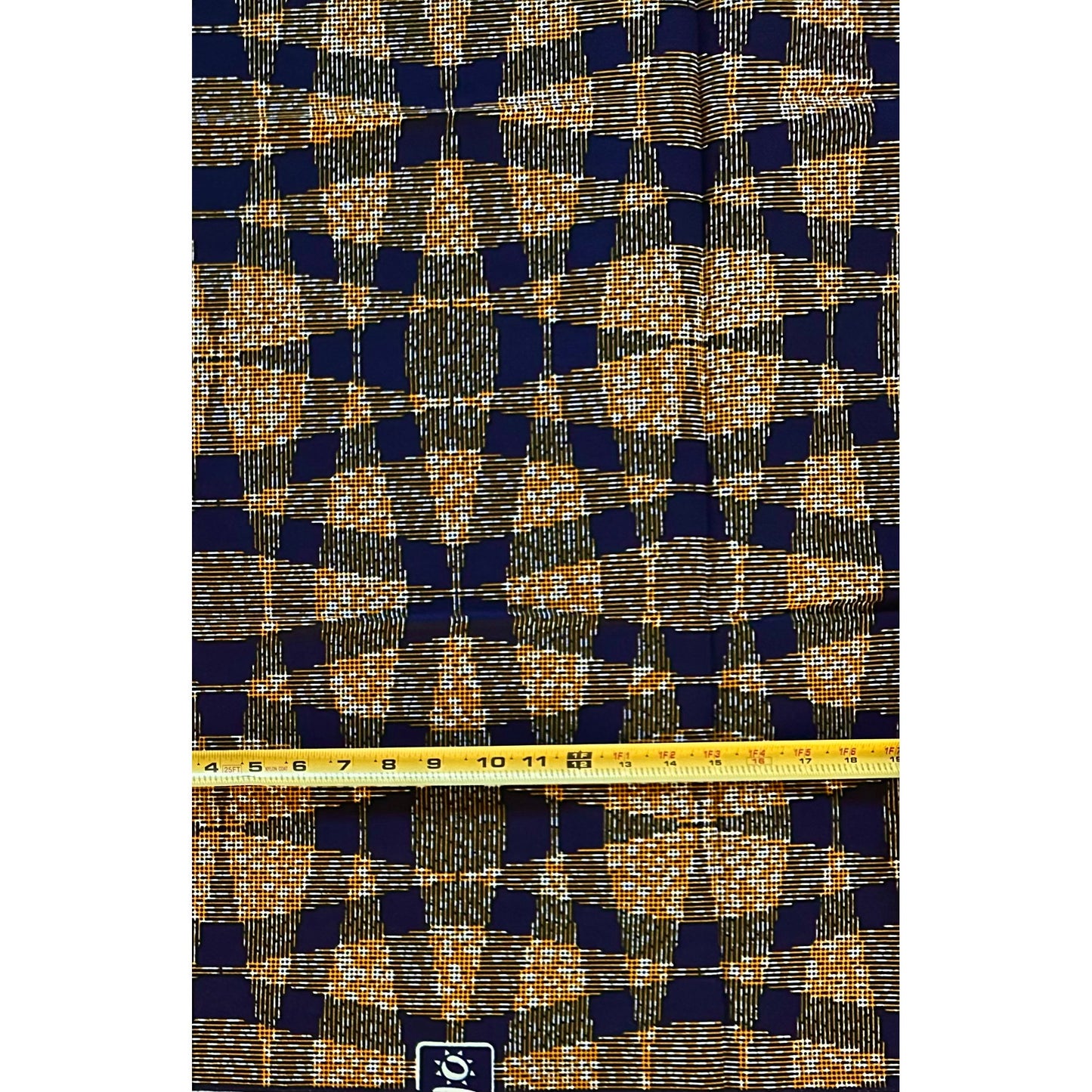 African Print Fabric/ Ankara - Navy, Brown ‘City Accord' Design, 1 YARD