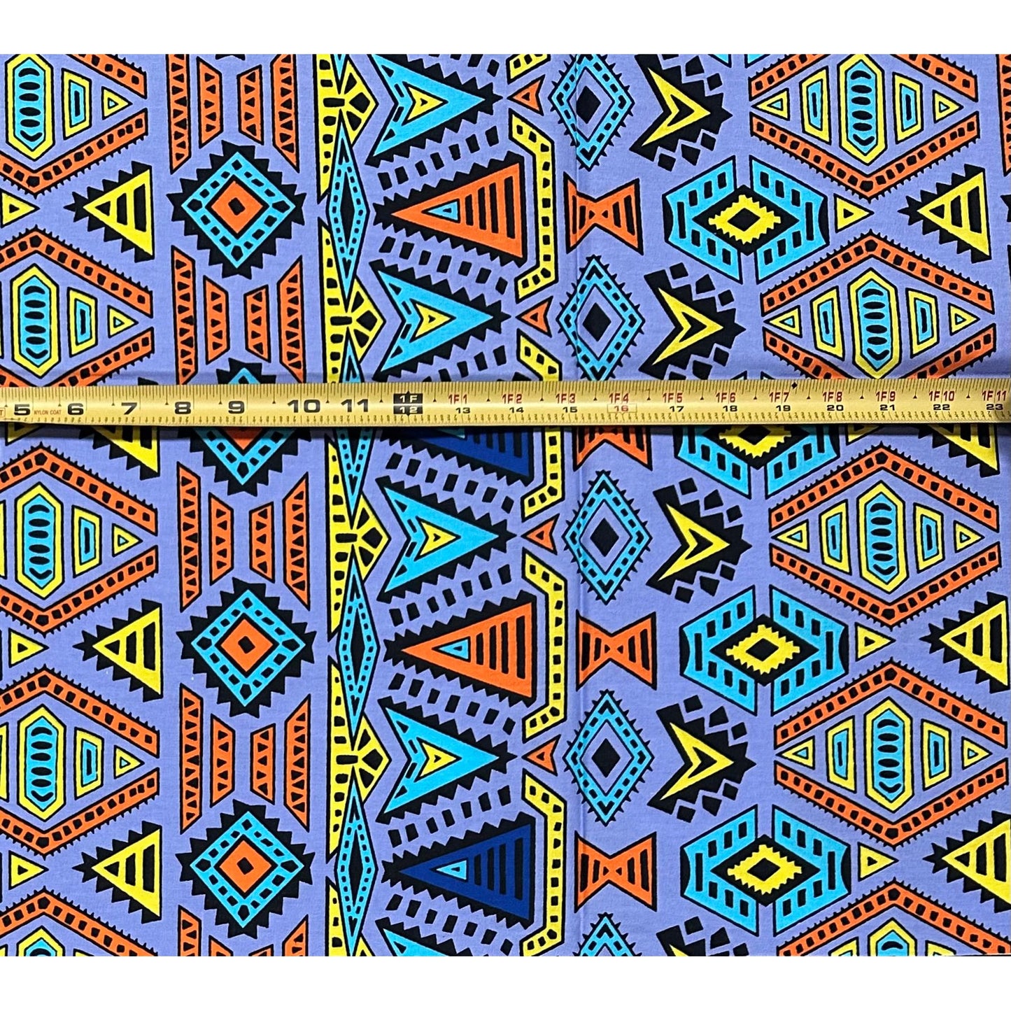 African Print Fabric/ Ankara - Periwinkle, Blue, Orange, Yellow 'Send Money Home', 1 YARD