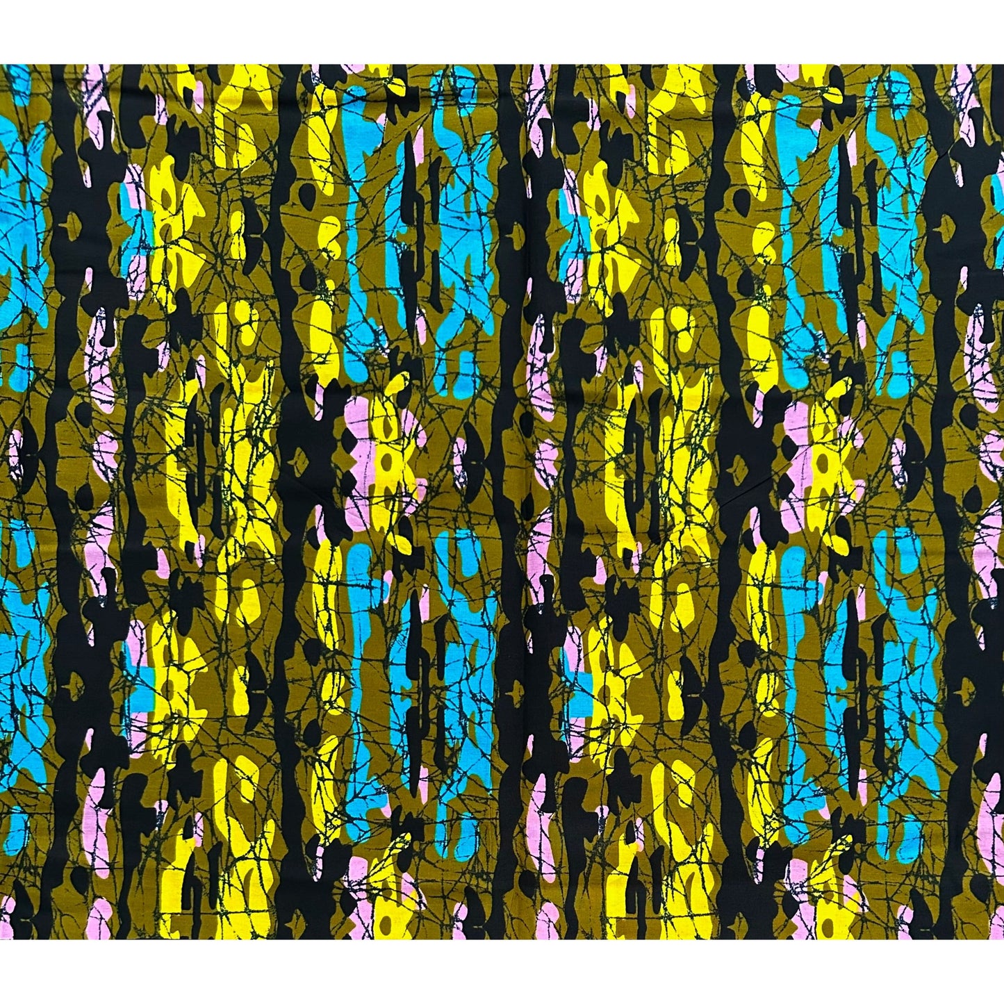 African Print Fabric/ Ankara - Olive Green, Pink, Blue, Yellow, Black 'Boss Babe Camo' Design, YARD or WHOLESALE