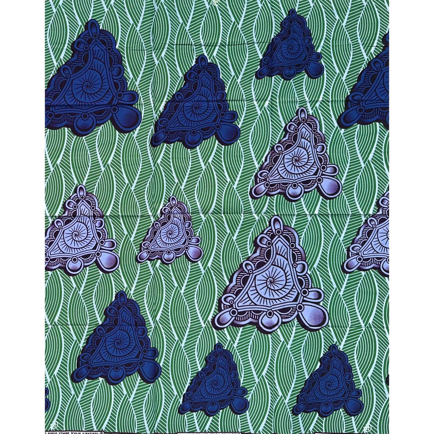African Print Fabric/ Ankara - Green, Shades of Purple ‘Ereve' Design, 1 Yard