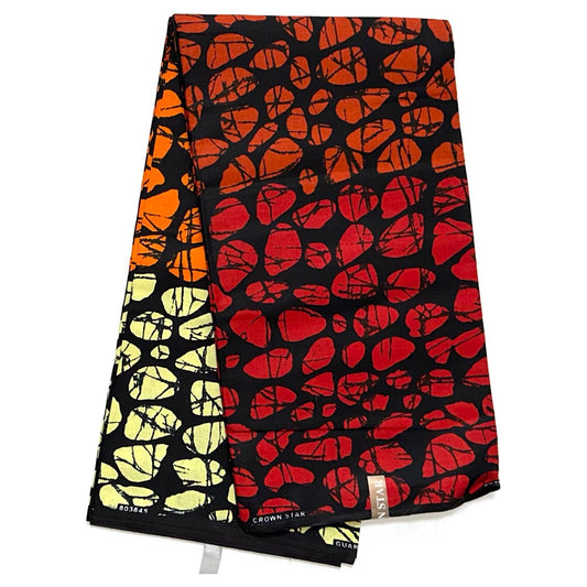 African Fabric/ Ankara - Red, Sienna, Orange, Beige, Black "Dùn Àkàrà", YARD or WHOLESALE
