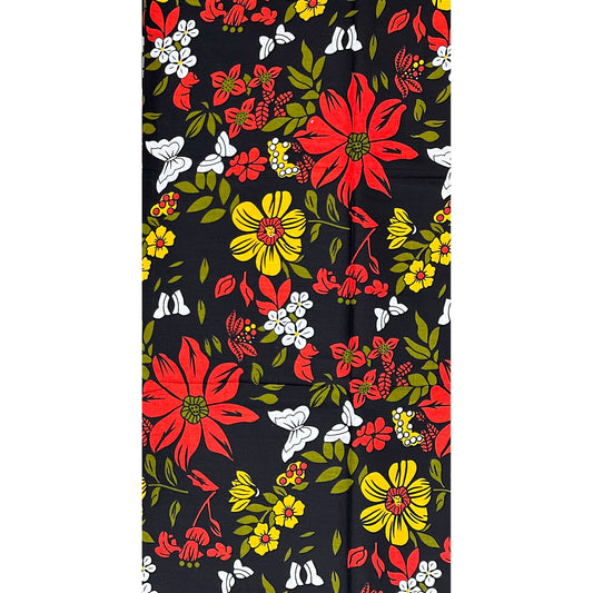 African Print Fabric/Ankara - Orange, Green, Yellow ‘Hibiscus & Sankofa' Design, YARD or WHOLESALE
