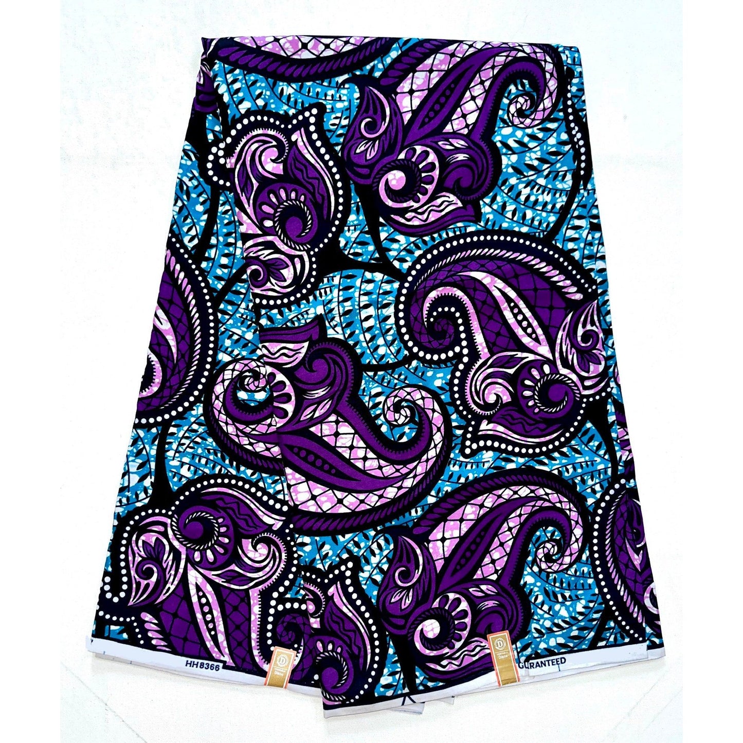 African Print Fabric - Purple, Blue, Black ‘Ouidah Rose', Yard or Wholesale
