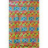 African Print, Satin Fabric- Yellow, Blue, Red, Green "Emperor’s Kente", Per Yard or Wholesale