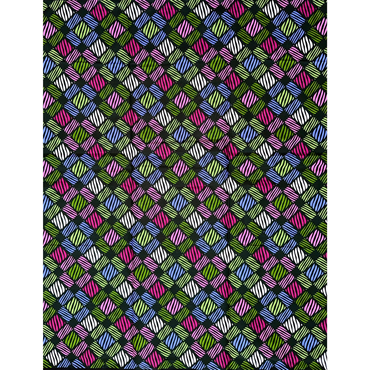 African Print Fabric/ Ankara - Green, Magenta, Periwinkle 'Estella’, Yard or Wholesale