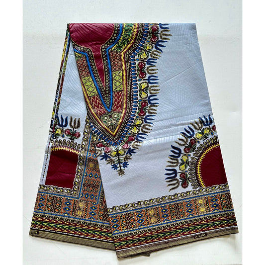 African Dashiki Print Fabric/ Ankara - Beautiful Gray & Brown Design, YARD, PANEL or WHOLESALE
