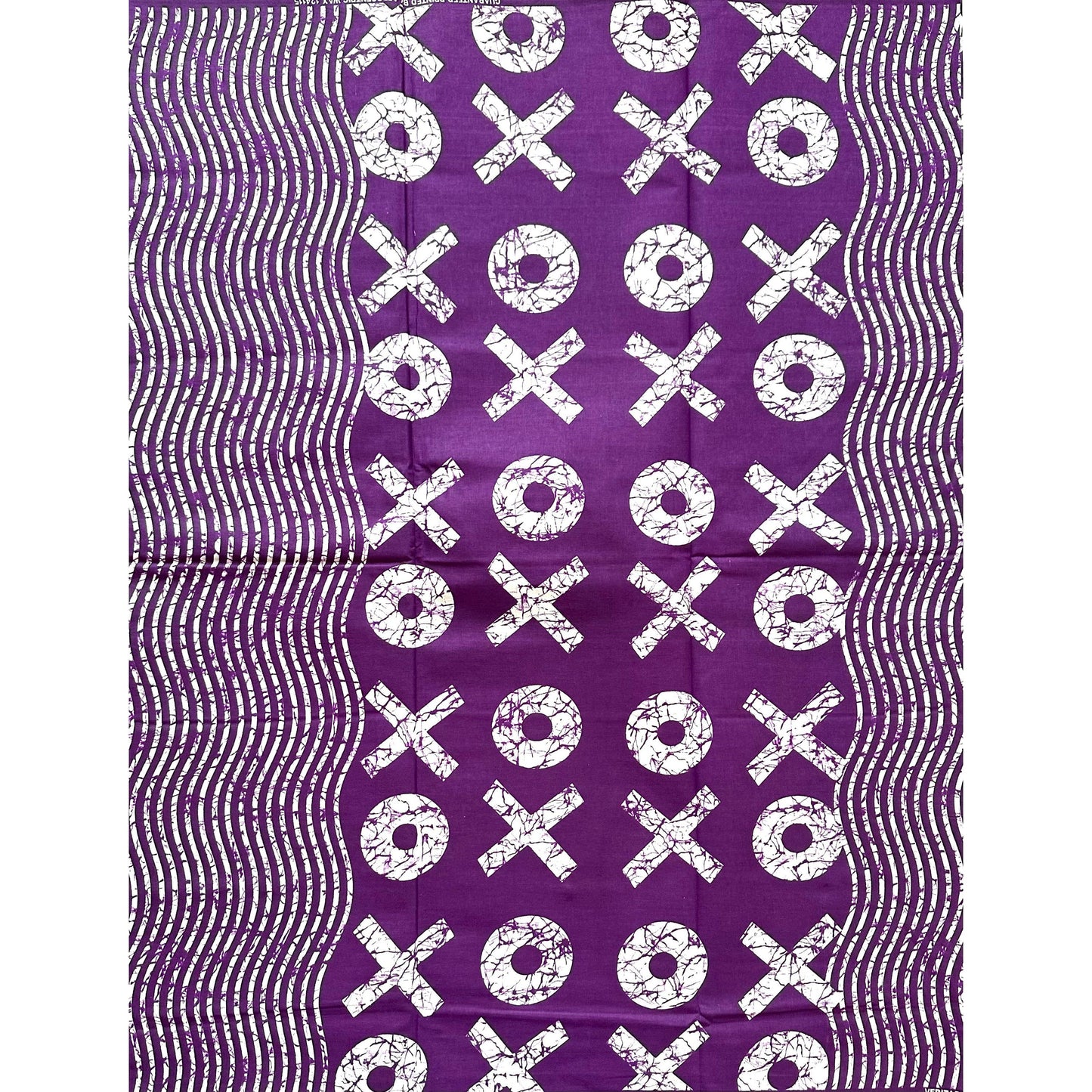 African Print Fabric/ Ankara - Purple, White 'XOXO', Per Yard or Wholesale
