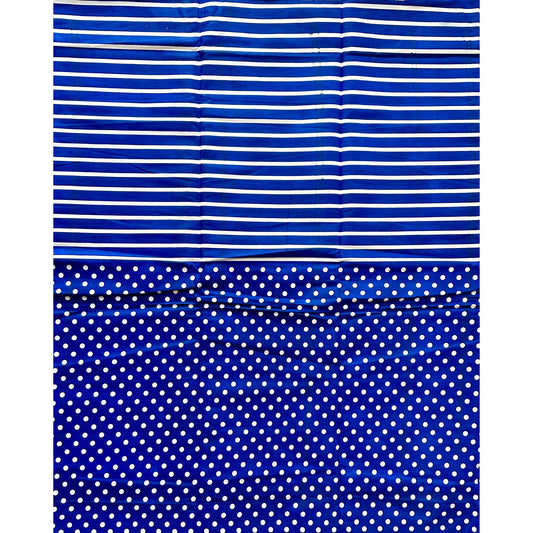 African Print Fabric/ Ankara - **FLAWED** Blue, White 'Lora Striped' Design, YARD or WHOLESALE