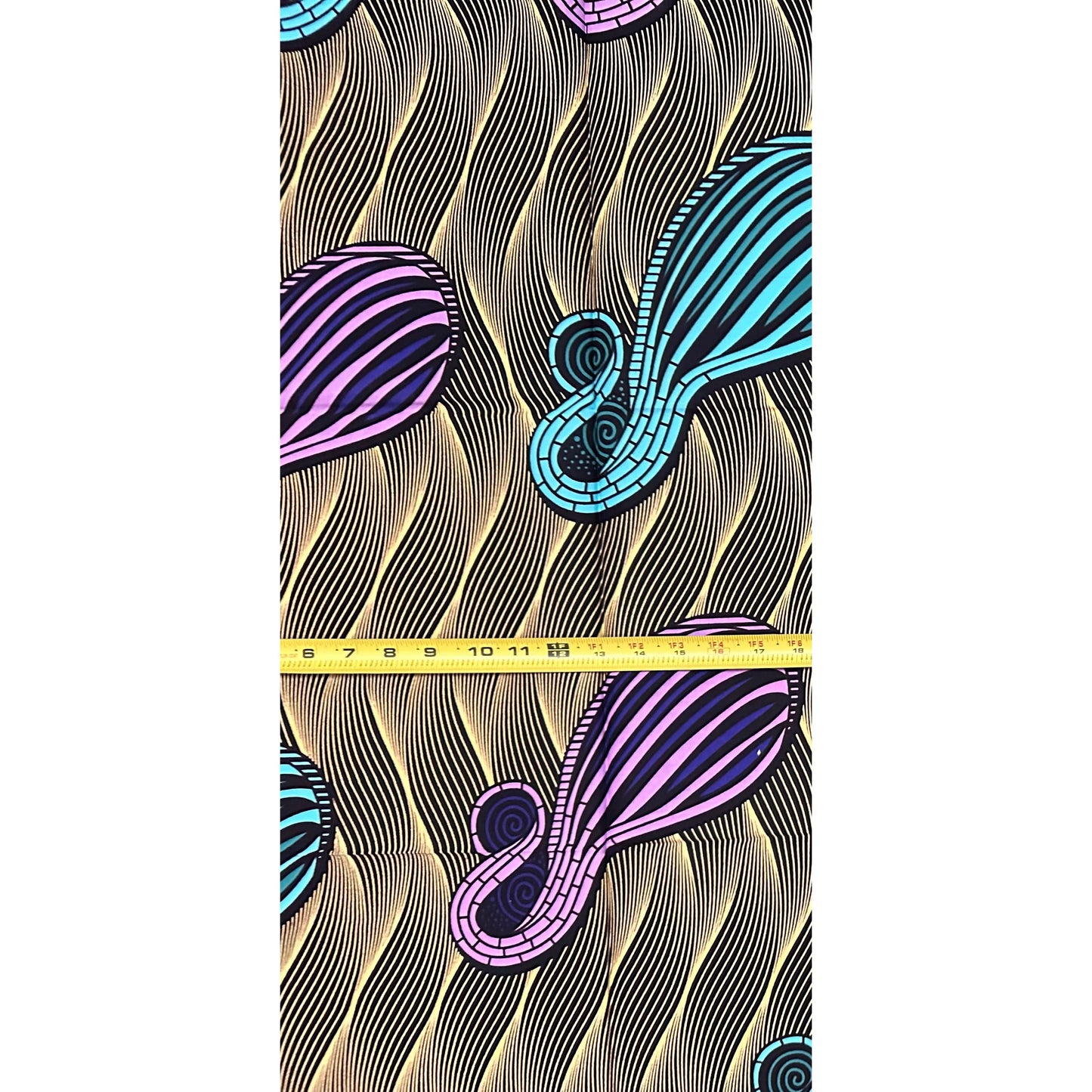 African Print Fabric/ Ankara - Beige, Blue, Brown, Purple 'The Matchmaker', 1 YARD