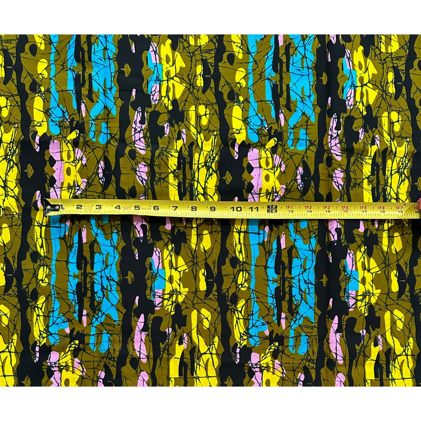 African Print Fabric/ Ankara - Olive Green, Pink, Blue, Yellow, Black 'Boss Babe Camo' Design, YARD or WHOLESALE