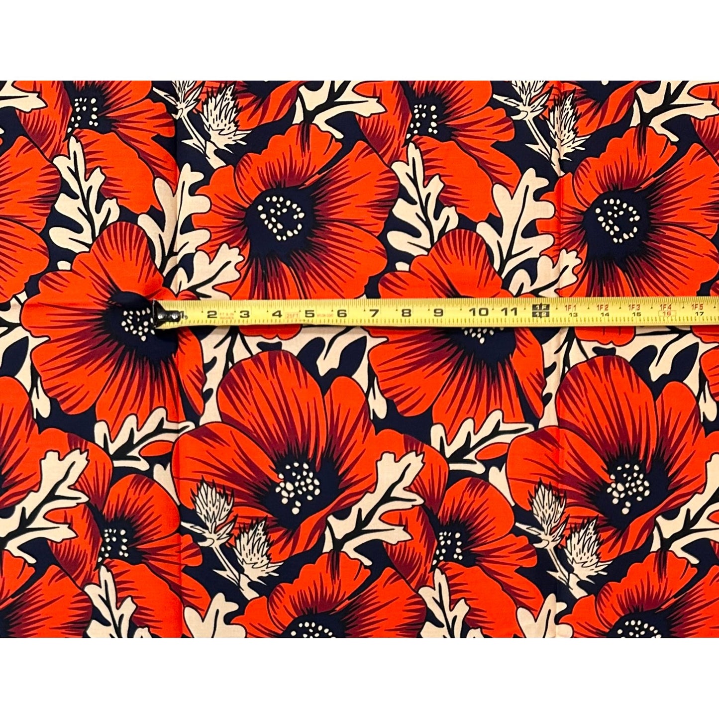 African Print Fabric/ Ankara - Orange, Red, Beige 'Queen’s Garden', YARD or WHOLESALE