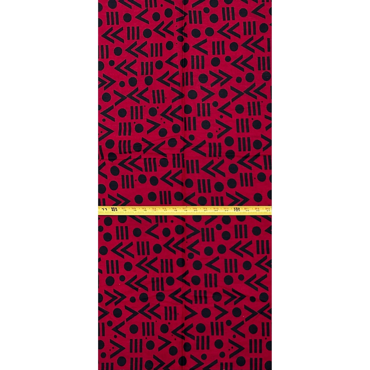 African Print Fabric/ Ankara - Red, Black 'Point Made' Design, YARD or WHOLESALE