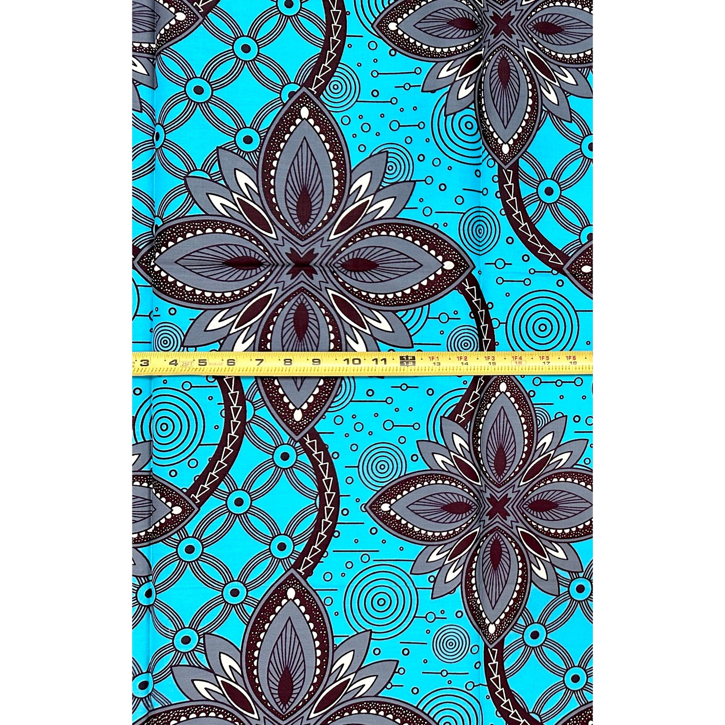 African Print Fabric/ Ankara - Blue, Gray, Brown 'Sundiata’s Sky,' YARD