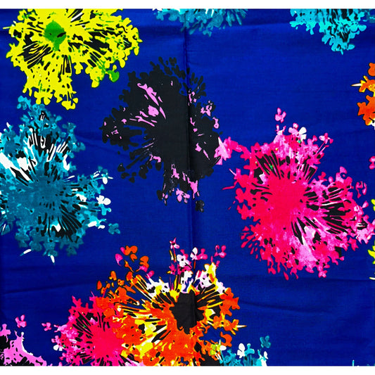 African Print Fabric/ Ankara - Blue, Teal, Yellow, Pink, Orange 'Sapphire Spectra' Design, YARD or WHOLESALE