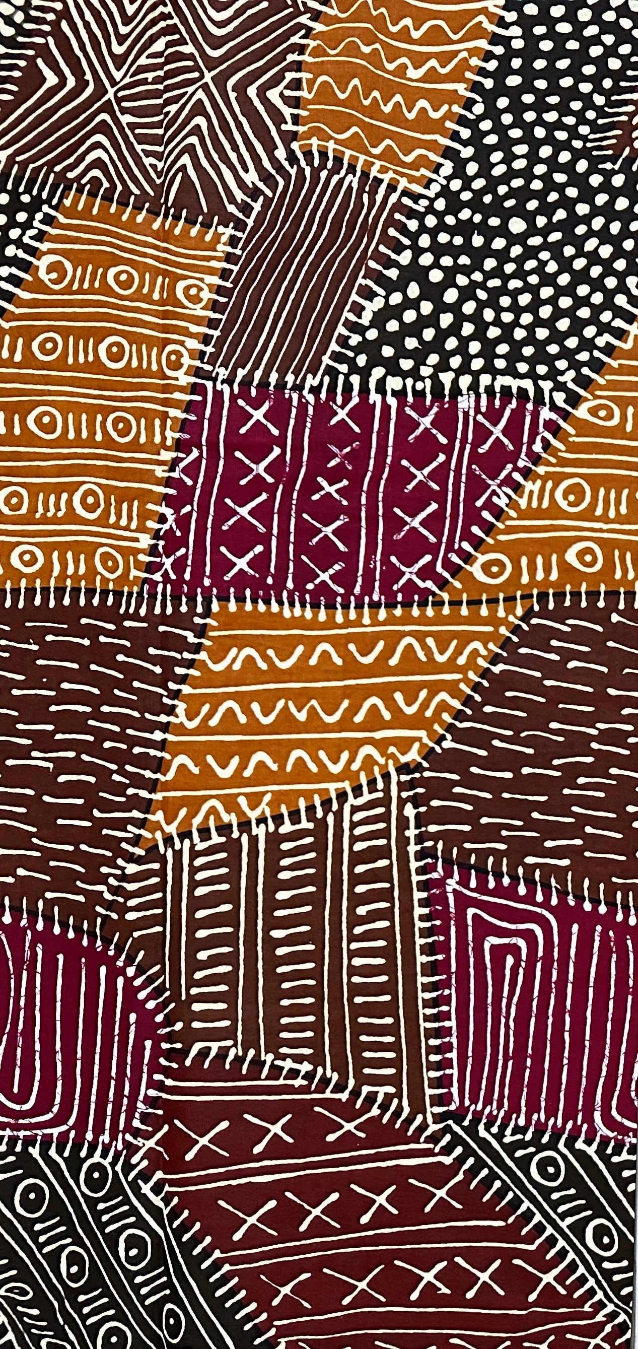 African Print Fabric/ Ankara - Shades of Brown, Dark Red, Beige 'Mudhouse Notes', YARD or WHOLESALE
