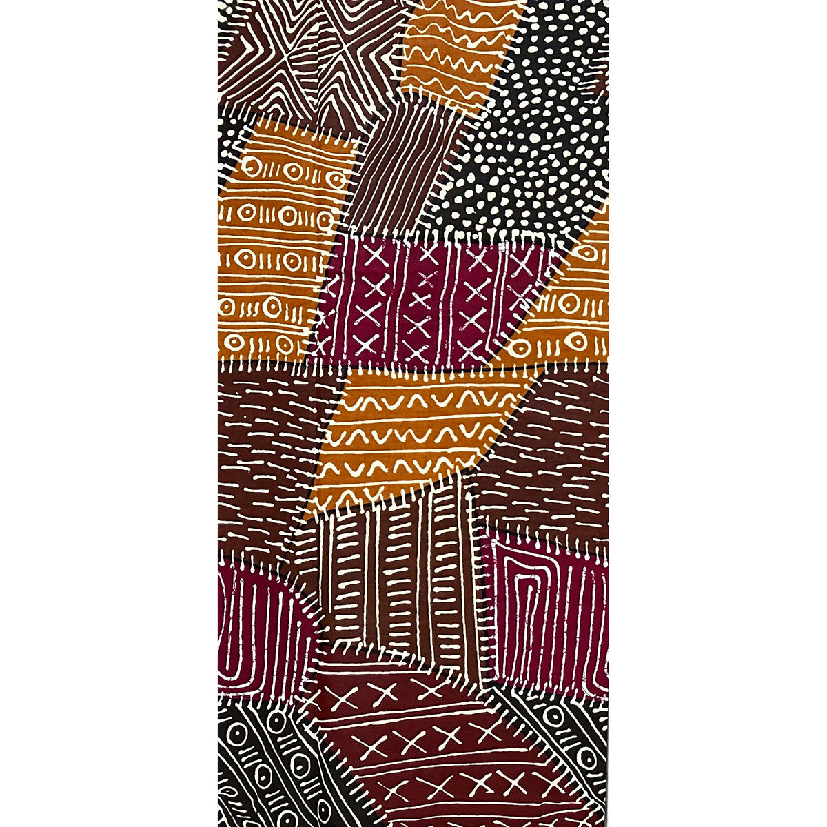 African Print Fabric/ Ankara - Shades of Brown, Dark Red, Beige 'Mudcloth Notes', YARD or WHOLESALE