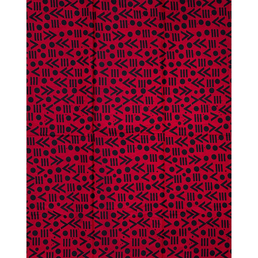 African Print Fabric/ Ankara - Red, Black 'Point Made' Design, YARD or WHOLESALE