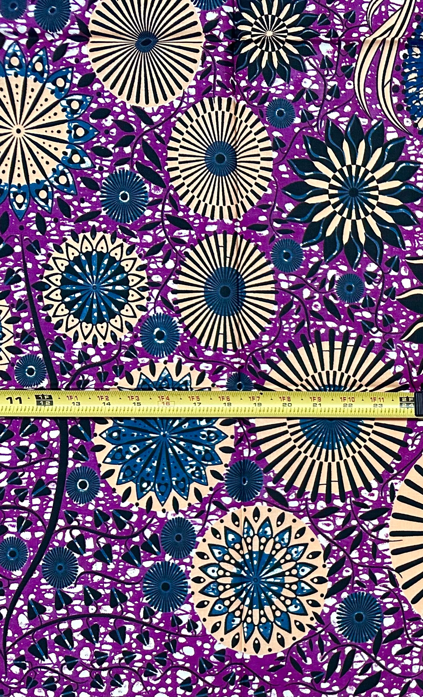 African Print Fabric/ Ankara - Purple, Gray, Brown ‘Aso Ayaba' Design, 1 YARD