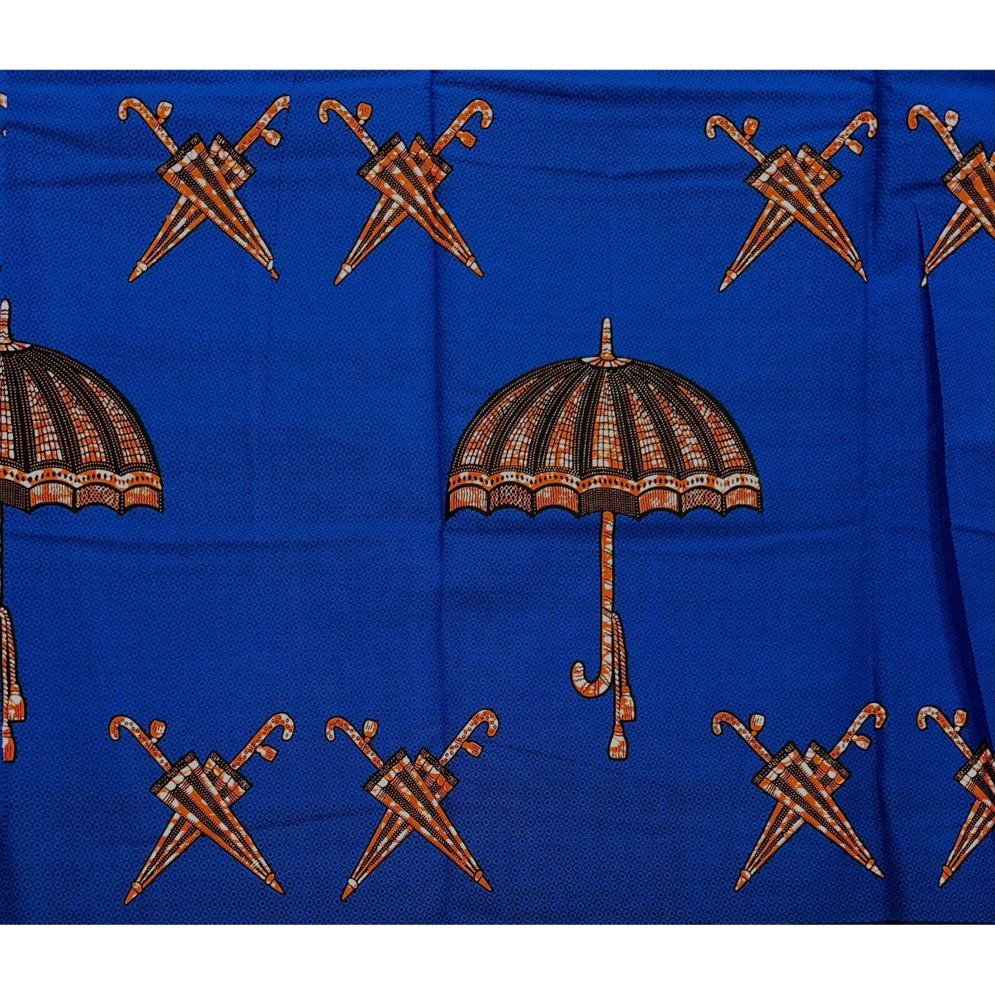African Print Fabric/Ankara - Blue, Orange 'New Orleans First Line’ Design, YARD or WHOLESALE