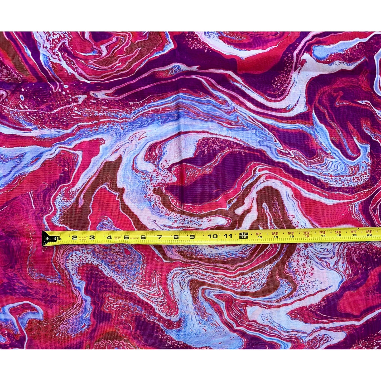 African Print, Chiffon Fabric - Purple, Dark Red, Pink "Wasi Whirl", ~2 Yards