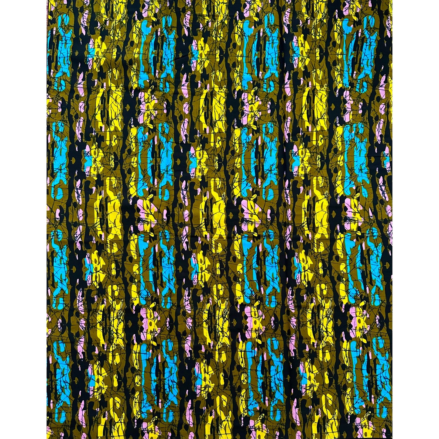 African Print Fabric/ Ankara - Olive Green, Pink, Blue, Yellow, Black 'Boss Babe Camo' Design, YARD or WHOLESALE